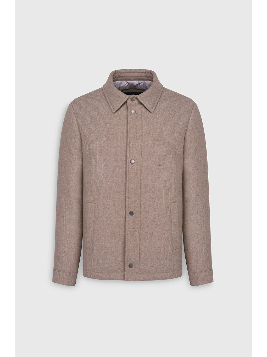 Erkek Bej Standart Fit Normal Kesim Renk Bloklu Yan Cepli Mont-5