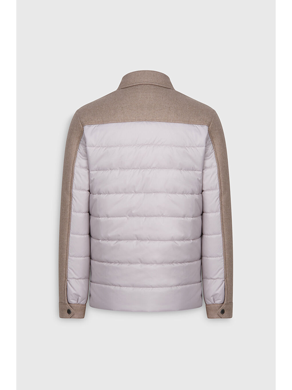 Erkek Bej Standart Fit Normal Kesim Renk Bloklu Yan Cepli Mont-8