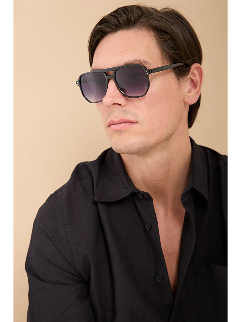 Erkek Siyah Urban Kare Kesim Güneş Gözlüğü-1