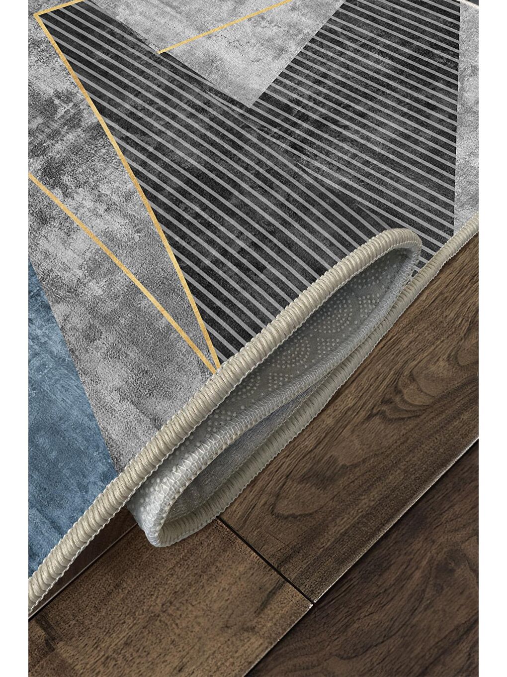 Lacivert Özel Tasarım, Kaymaz Taban, İnce, Yıkanabilir, Modern Halı WOOKECE1471 60x100-4