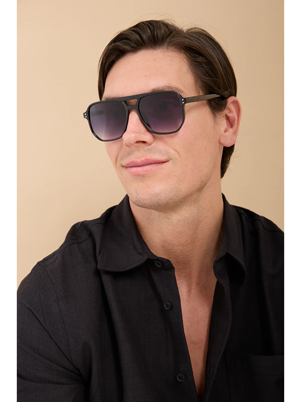 Erkek Siyah Urban Kare Kesim Güneş Gözlüğü-3