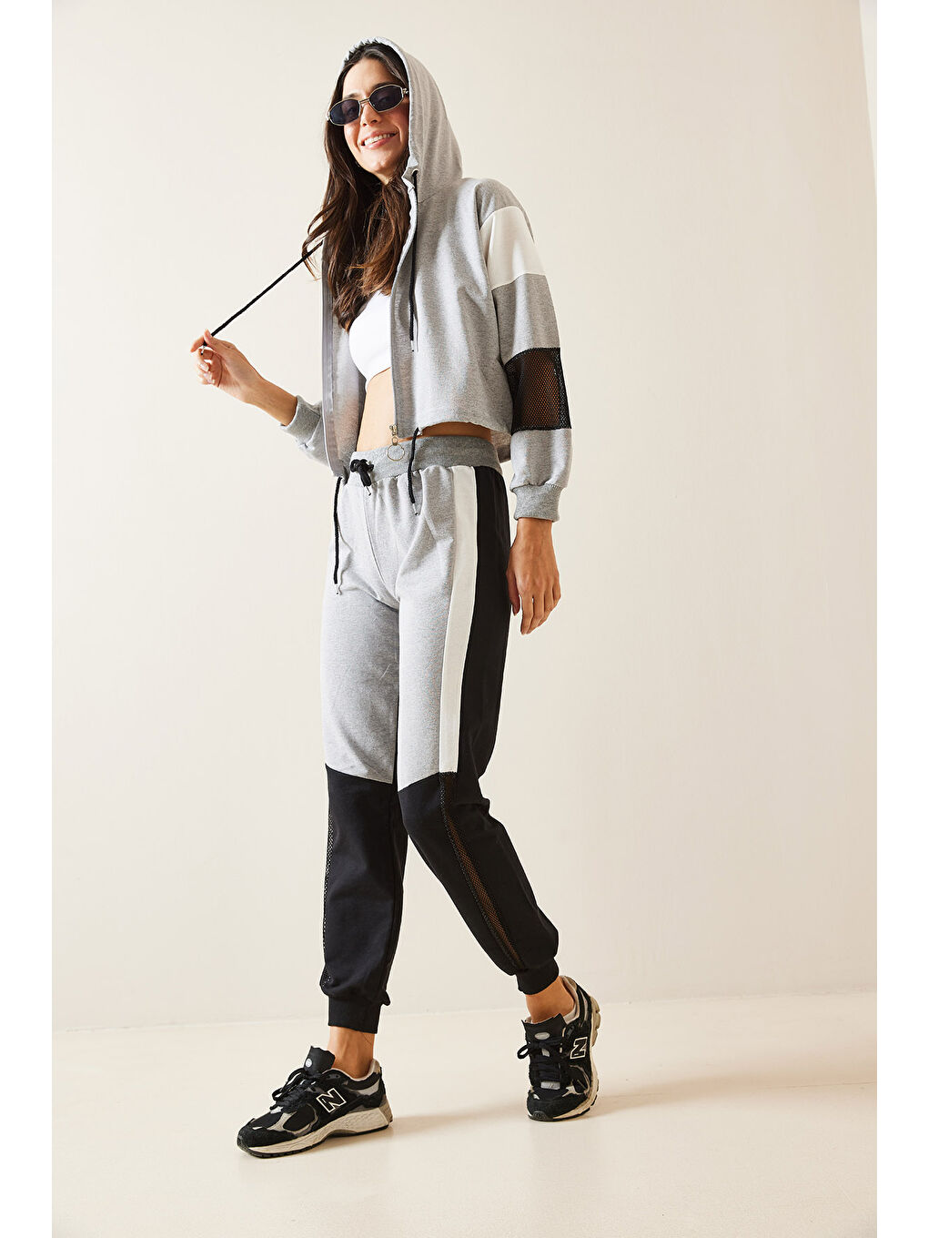 Gri File Detaylı Eşoftman Takım-1