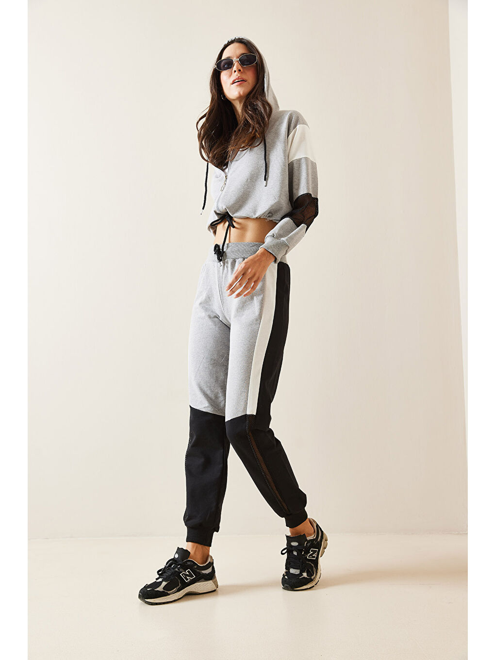 Gri File Detaylı Eşoftman Takım-3