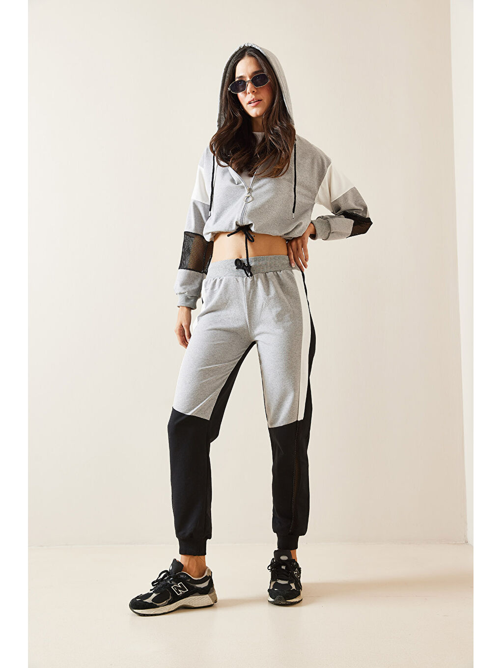 Gri File Detaylı Eşoftman Takım-4