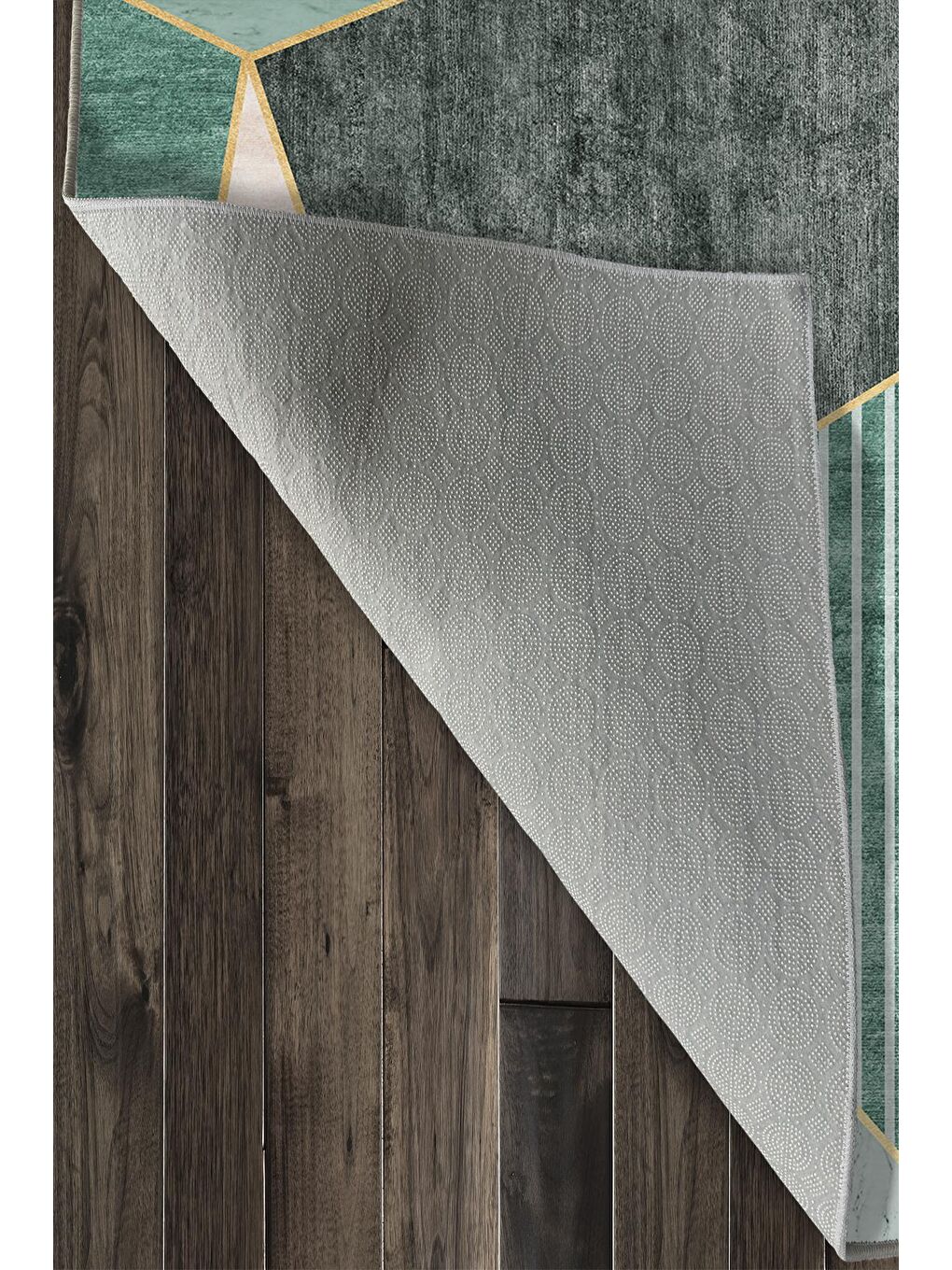 Yeşil Özel Tasarım, Kaymaz Taban, İnce, Yıkanabilir, Modern Halı WOOKECE1470 180x280-6