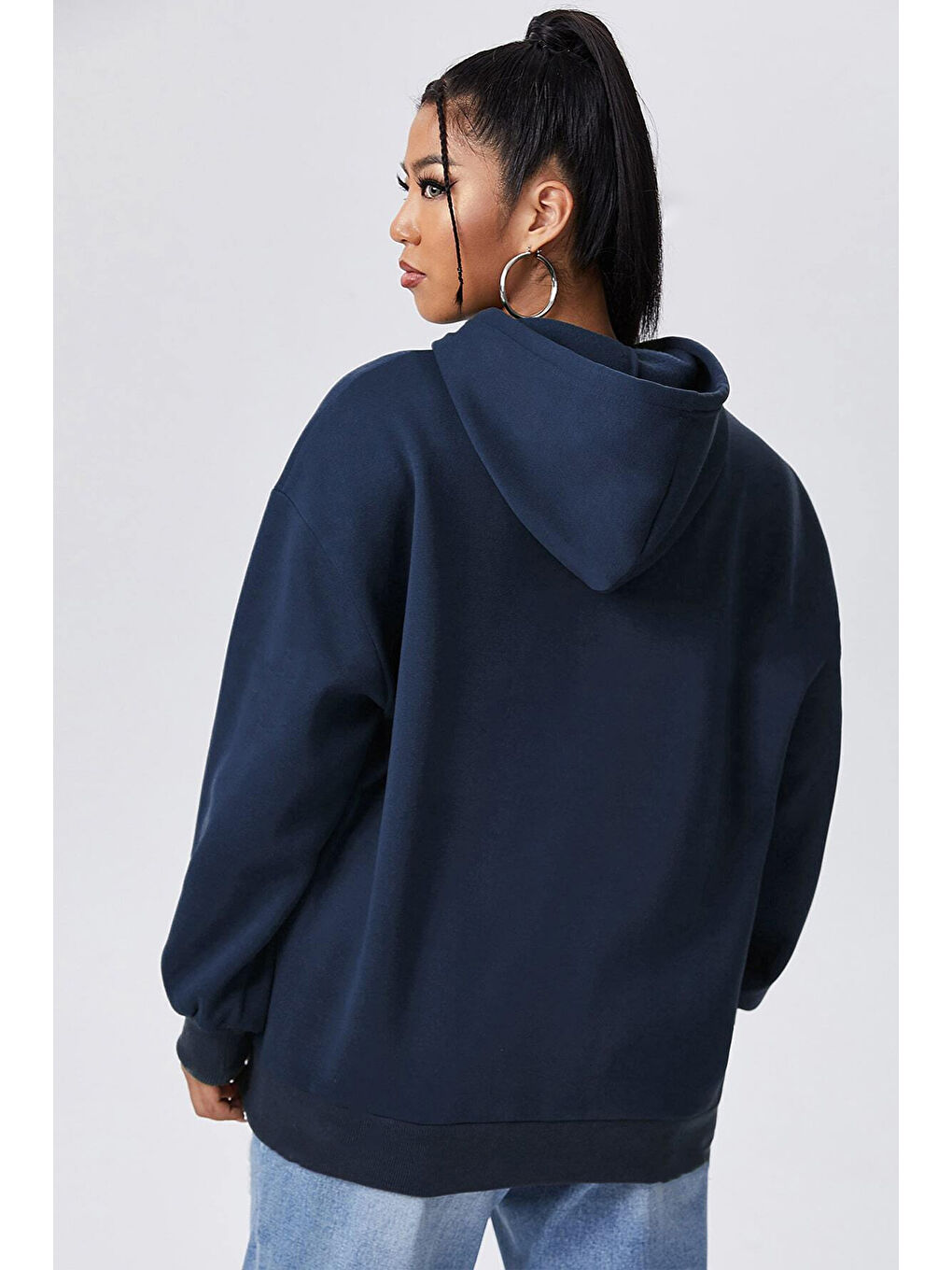 uyguntarz Lacivert California Baskılı Oversize Sweatshirt - 1