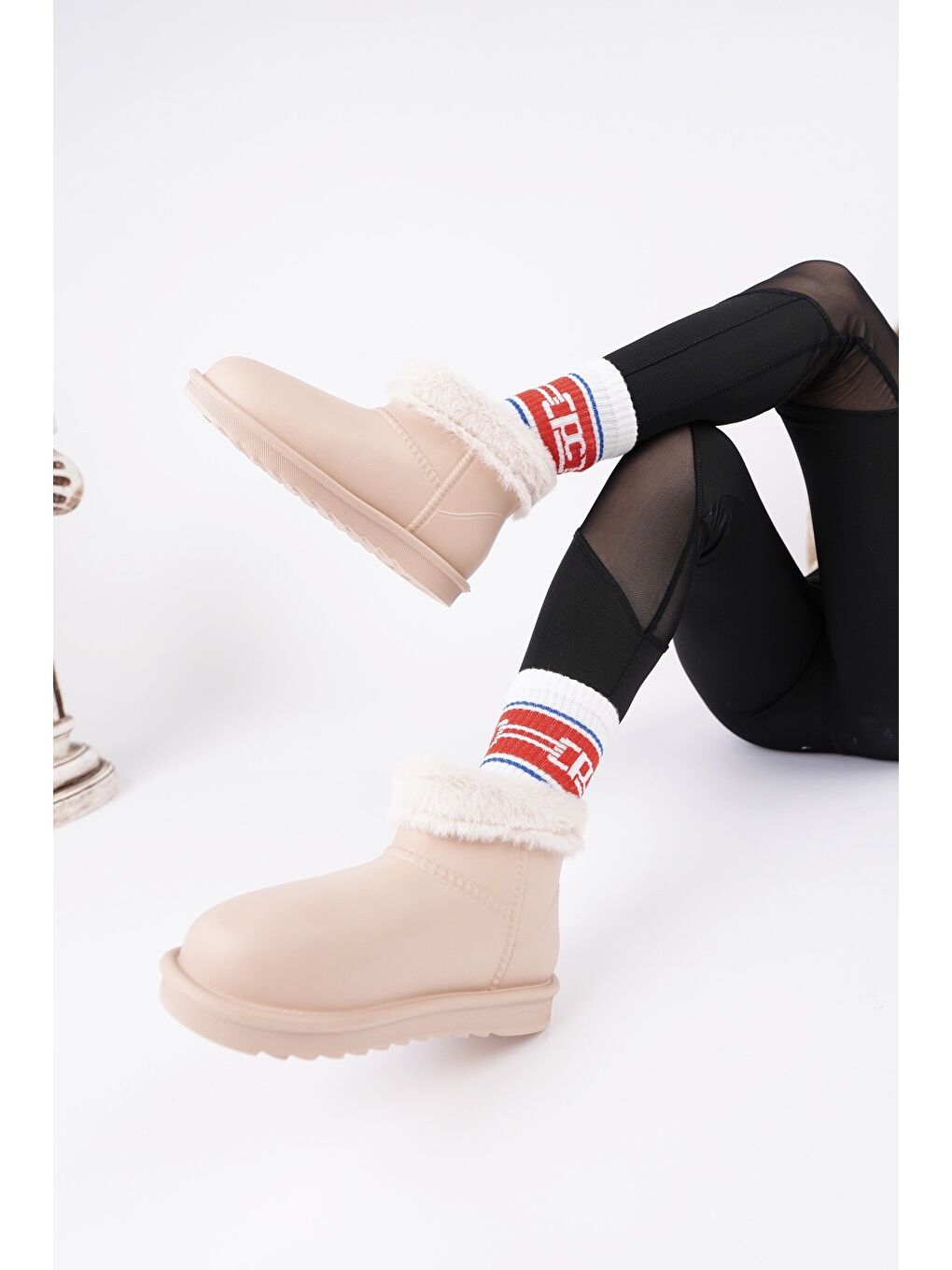 Bej FROSTY Kadın Kürklü Yağmur Ve Kar Botu-3