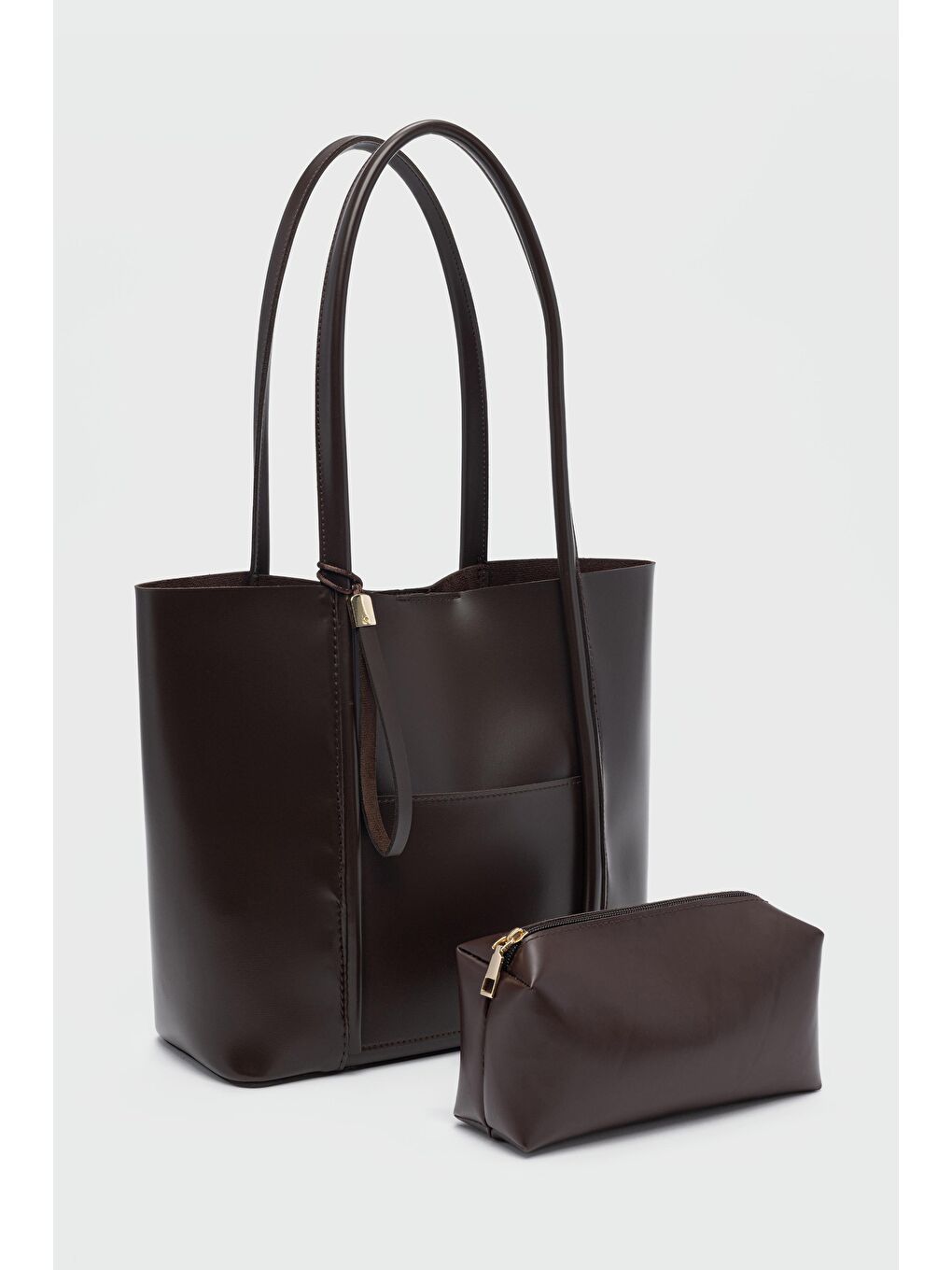 Kahverengi Pebbled Omuz Çantası Kahve-1