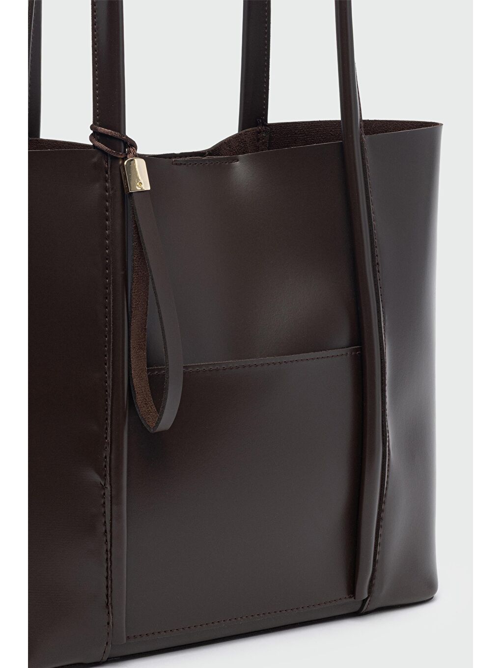 Kahverengi Pebbled Omuz Çantası Kahve-2