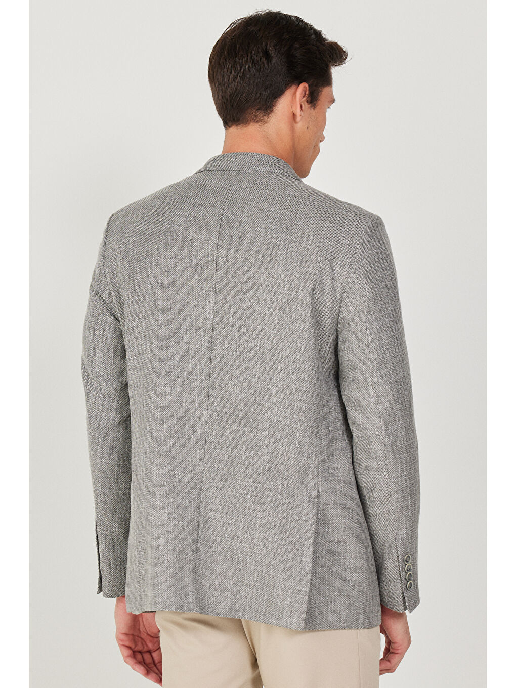 Erkek Siyah-Bej Comfort Fit Rahat Kesim Mono Yaka Desenli Ceket-4