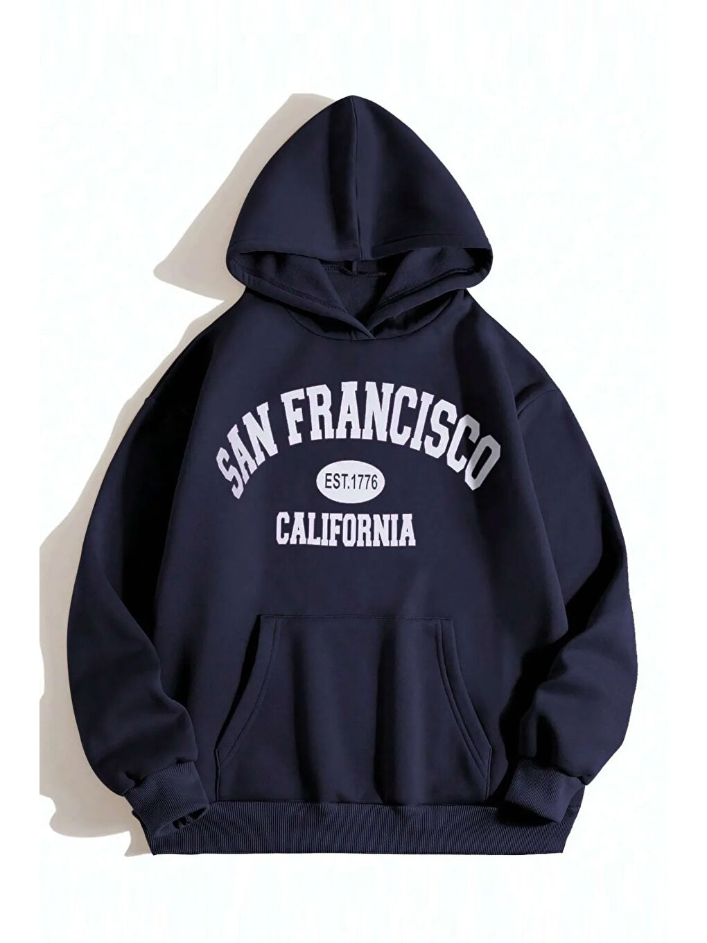 uyguntarz Açık Lacivert San Francisco Baskılı Oversize Sweatshirt