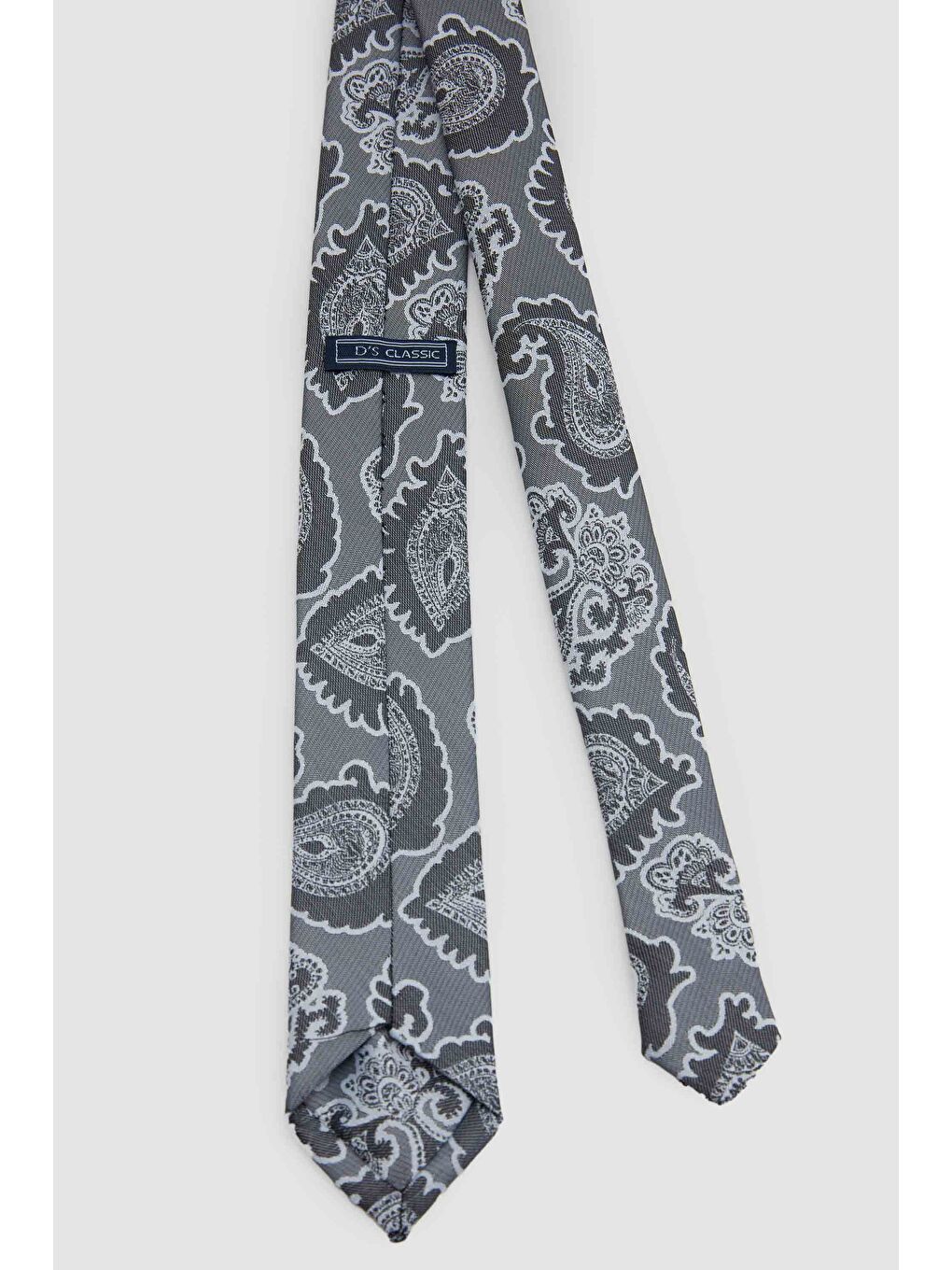 Gri Desenli 5,5 Cm Kravat-1
