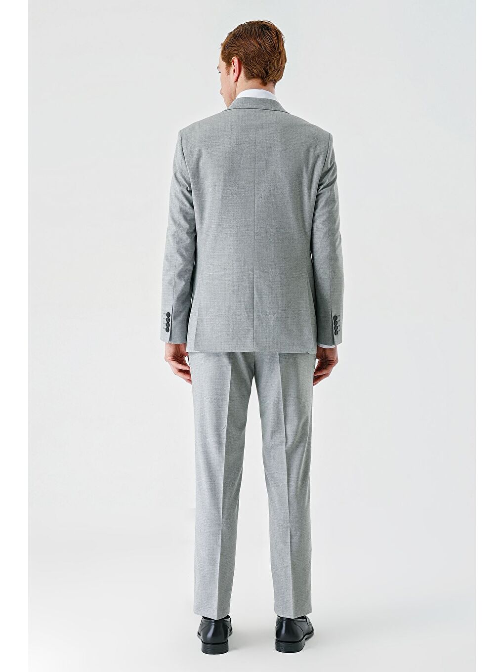 Gri Mono Yaka Çift Yırtmaç 6 Drop Comfort Fit Rahat Kesim Klasik Takım Elbise 1001240102-1