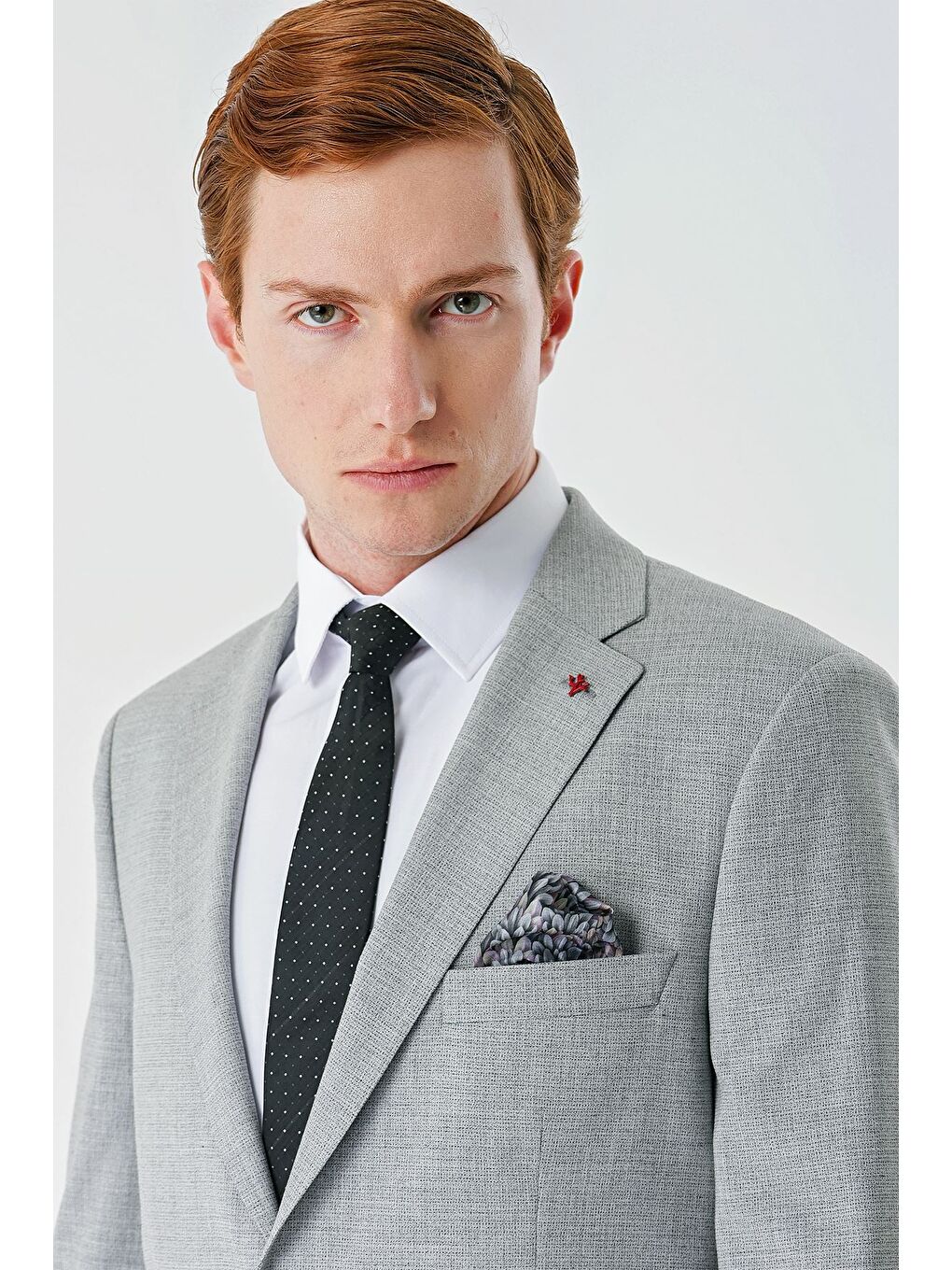 Gri Mono Yaka Çift Yırtmaç 6 Drop Comfort Fit Rahat Kesim Klasik Takım Elbise 1001240102-9