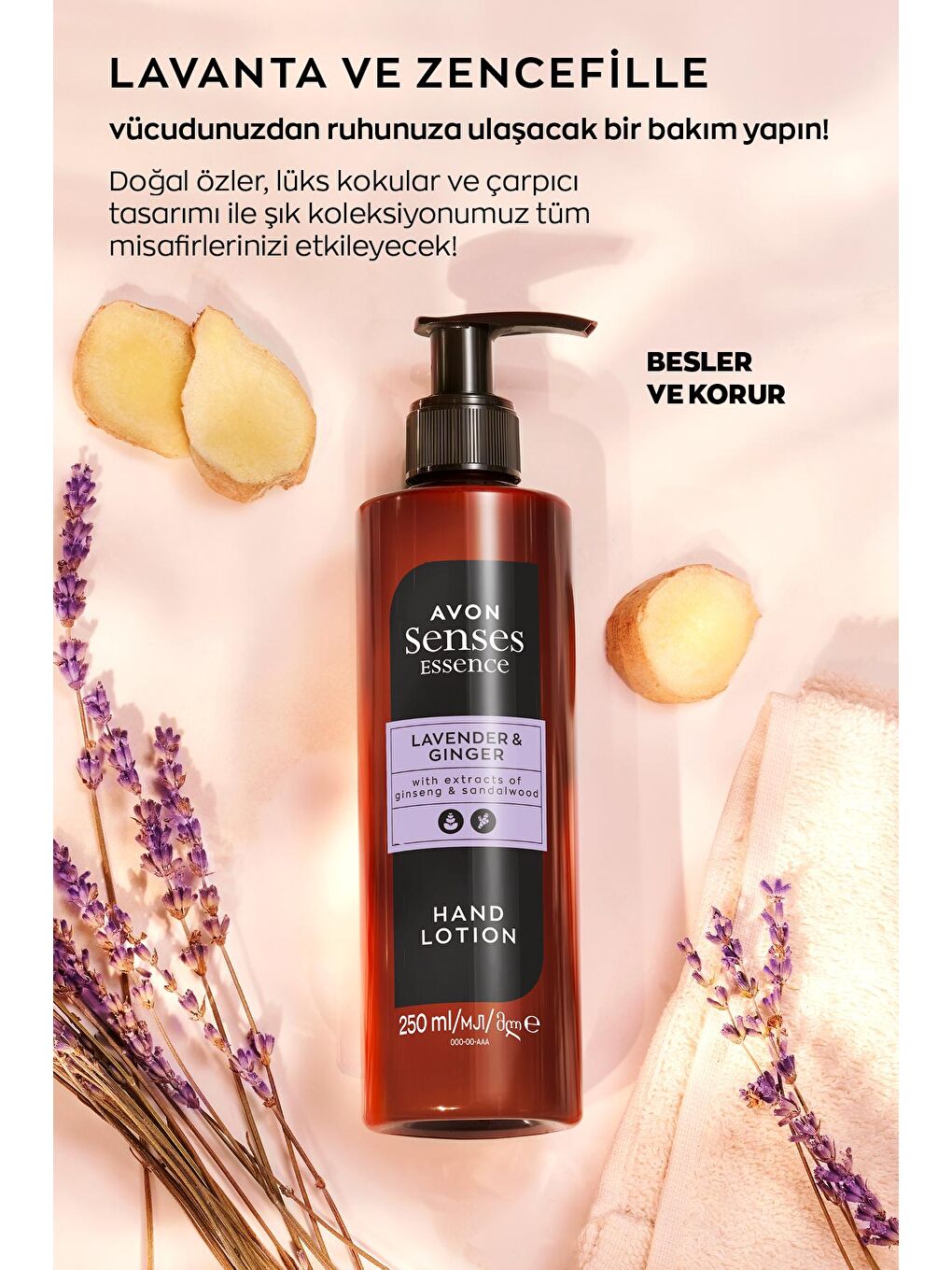 AVON Renksiz Senses Essence Lavender & Ginger Lavanta ve Zencefil El Losyonu 250 Ml. - 1