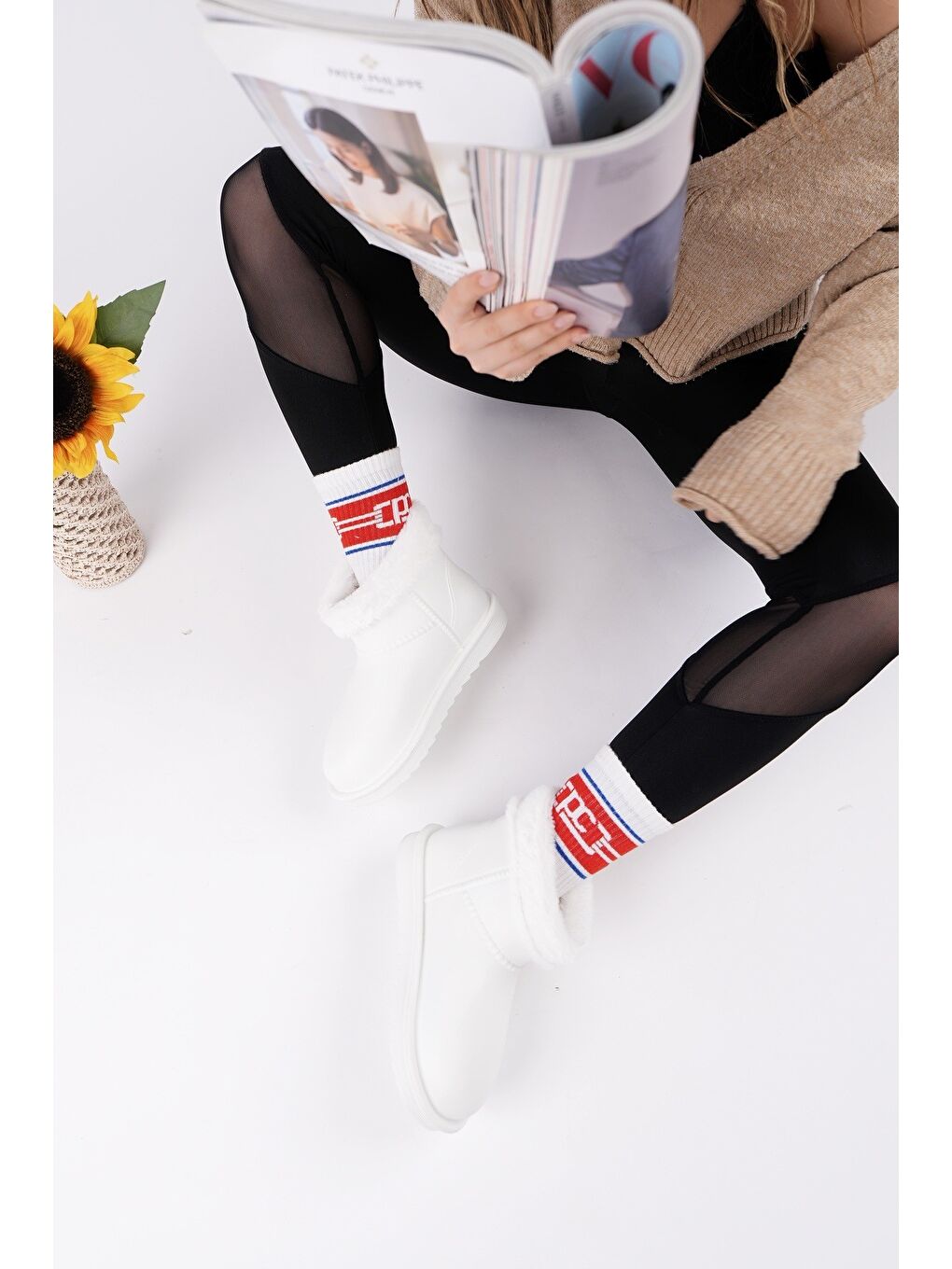 Beyaz FROSTY Kadın Kürklü Yağmur Ve Kar Botu-1