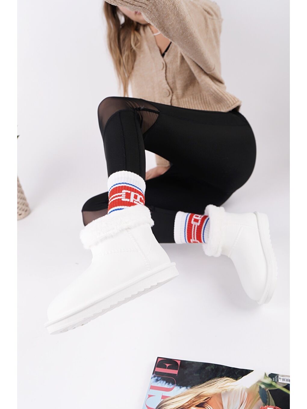 Beyaz FROSTY Kadın Kürklü Yağmur Ve Kar Botu-2