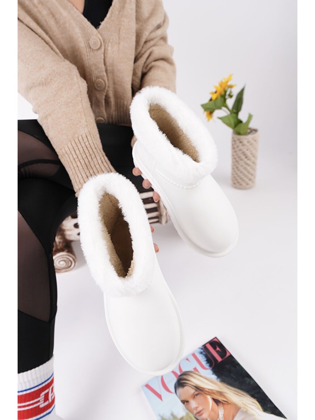 Beyaz FROSTY Kadın Kürklü Yağmur Ve Kar Botu-3