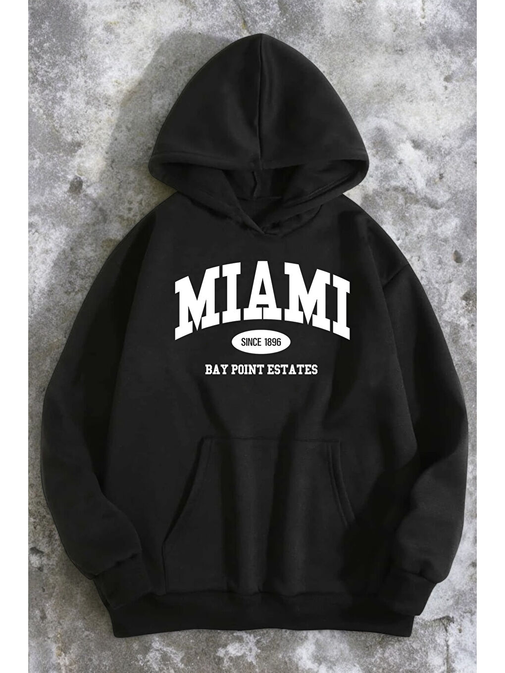 uyguntarz Siyah Miami Baskılı Oversize Sweatshirt