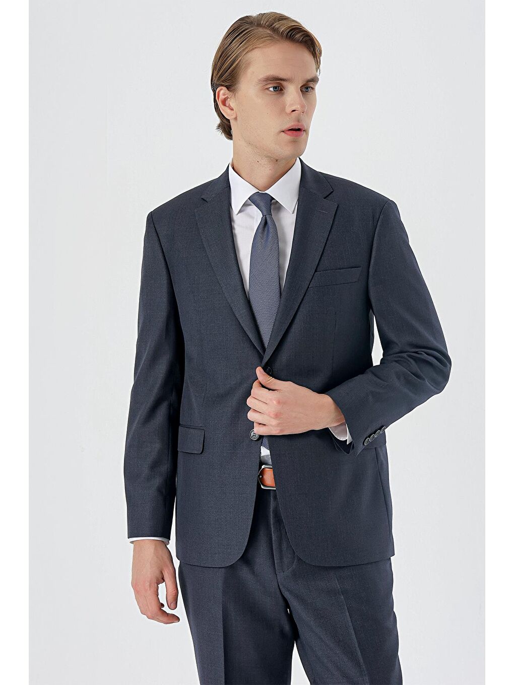 İMZA Lacivert Mono Yaka Tek Yırtmaç 4 Drop Comfort Fit Rahat Kesim Klasik Takım Elbise 1001235167