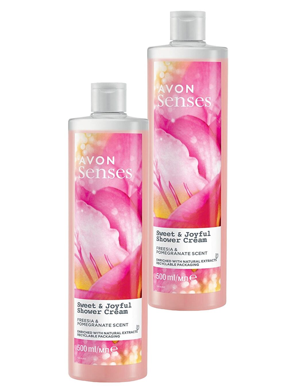 AVON Renksiz Senses Sweat & Joyful Frezya ve Nar Kokulu Krem Duş Jeli 500 Ml. İkili Set