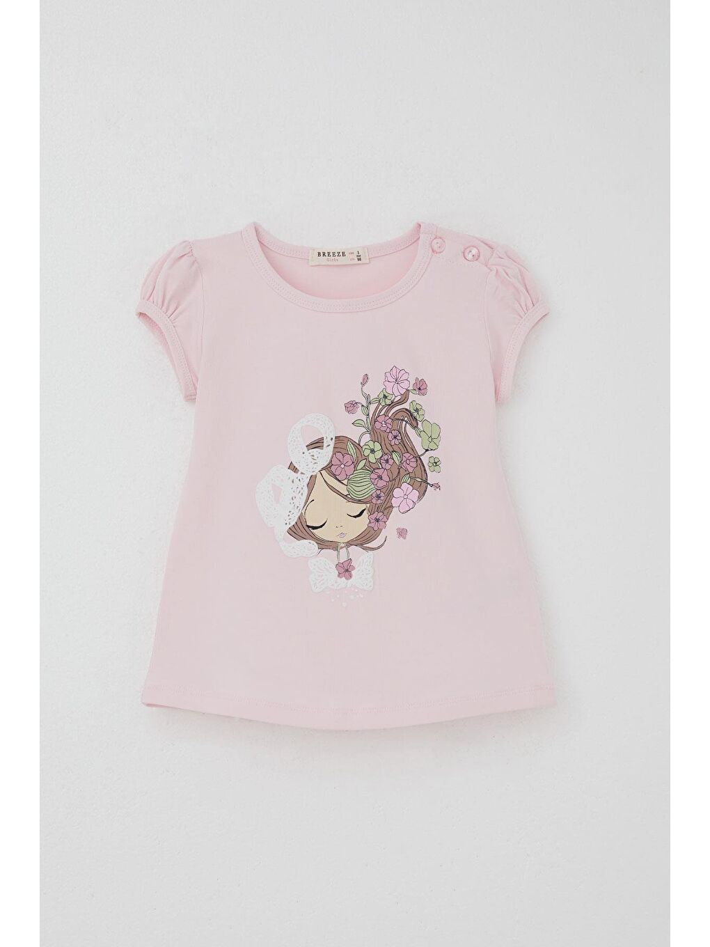 Kız Çocuk Kapri Taytlı Takım Çiçekli Kız Baskılı Pembe (1.5-5 Yaş)-1