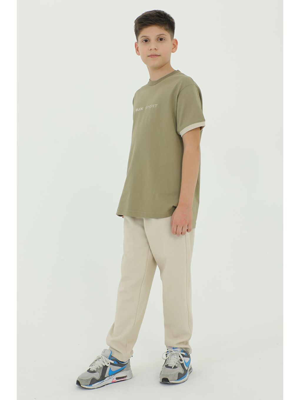Bej Erkek Çocuk Bel Lastik Detaylı Eşofman Takımı-2