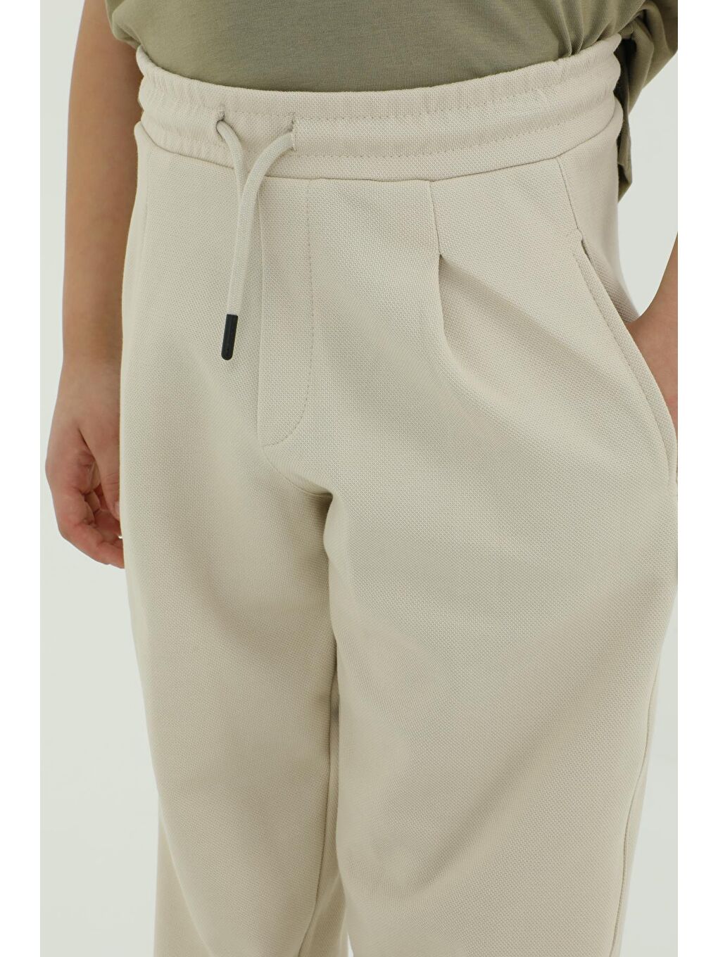 Bej Erkek Çocuk Bel Lastik Detaylı Eşofman Takımı-4