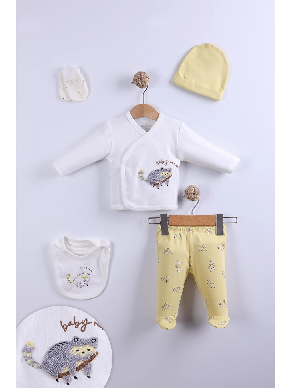 Sarı Koala İşlemeli Erkek Bebek 5'li Set 9001