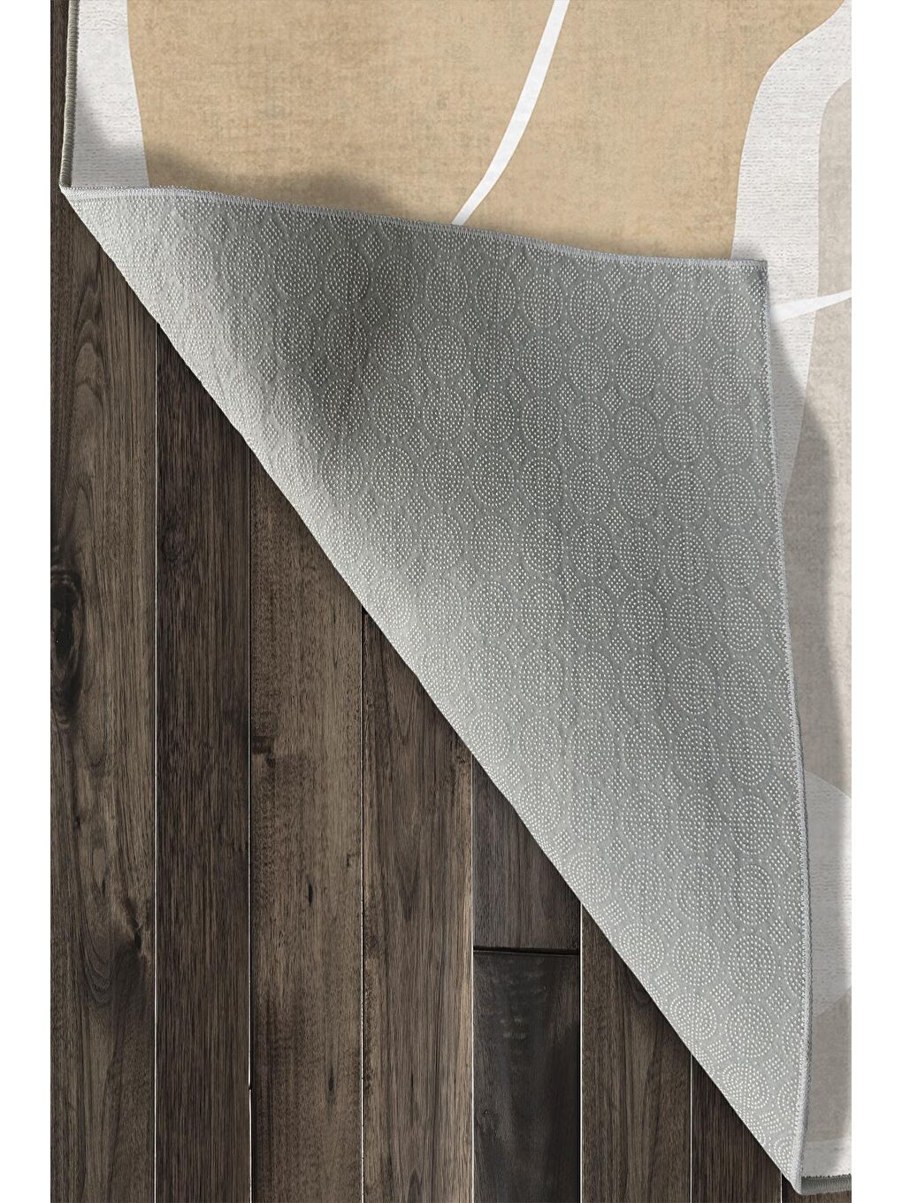 Bej Özel Tasarım, Kaymaz Taban, İnce, Yıkanabilir, Modern Halı WOOKECE1466 60x100-6