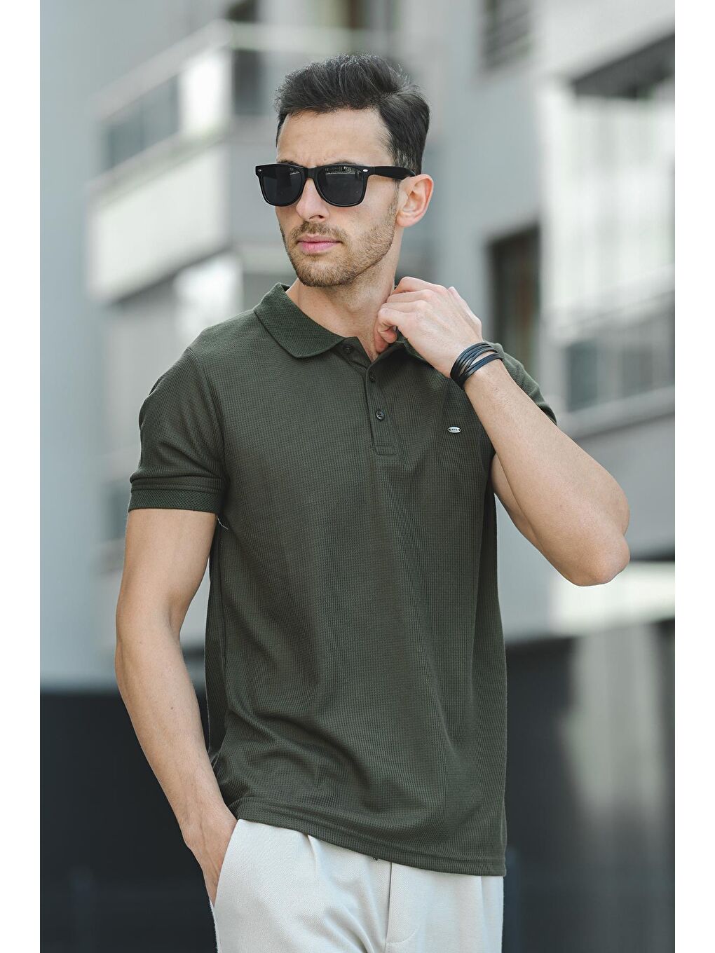 Oksit Haki Victor Slim Flit Fit Erkek Polo Yaka Tshirt - 2