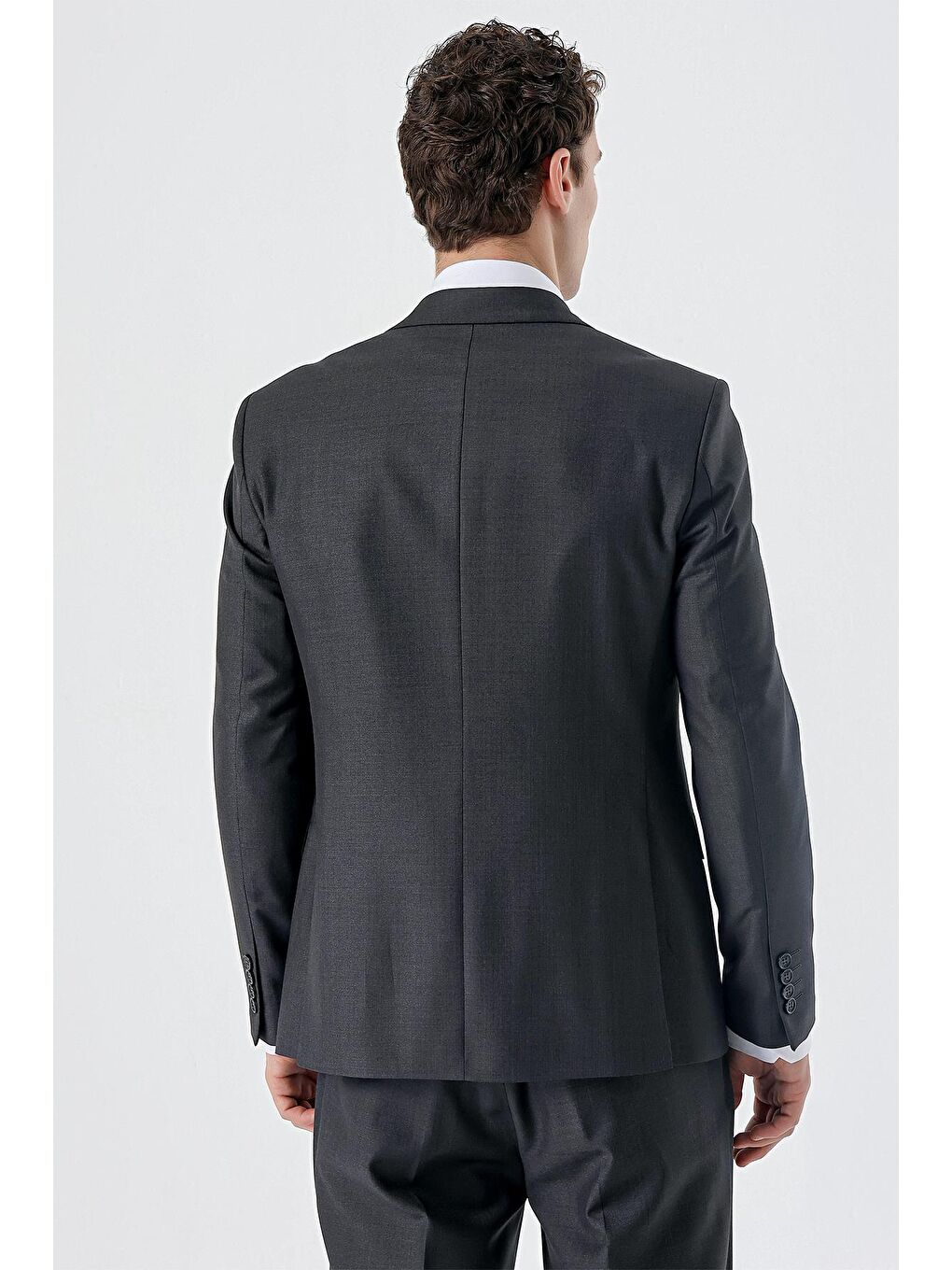 İMZA Koyu Antrasit Kırlangıç Yaka Yelekli 6 Drop Slim Fit Dar Kesim Klasik Takım Elbise 1001235166 - 6