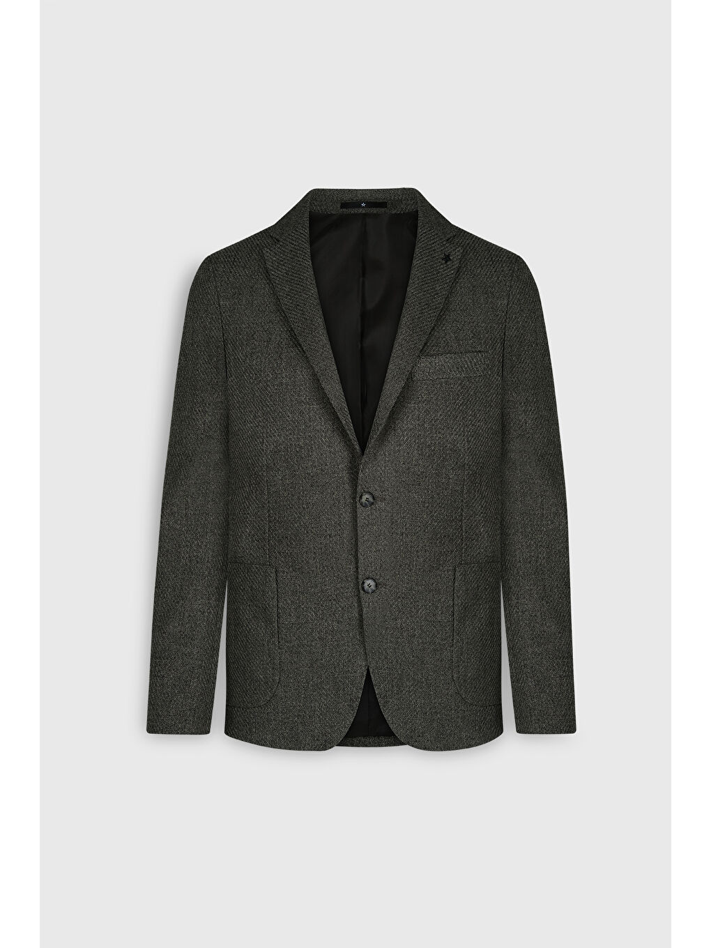 Erkek Haki Slim Fit Dar Kesim Mono Yaka Desenli Torba Cepli Ceket-5