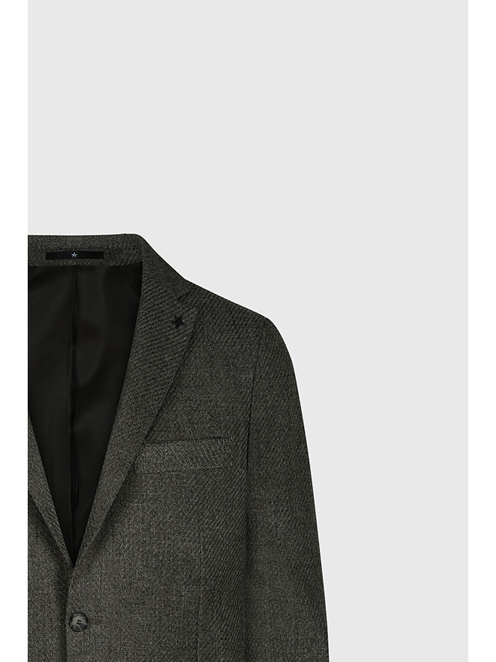 Erkek Haki Slim Fit Dar Kesim Mono Yaka Desenli Torba Cepli Ceket-6