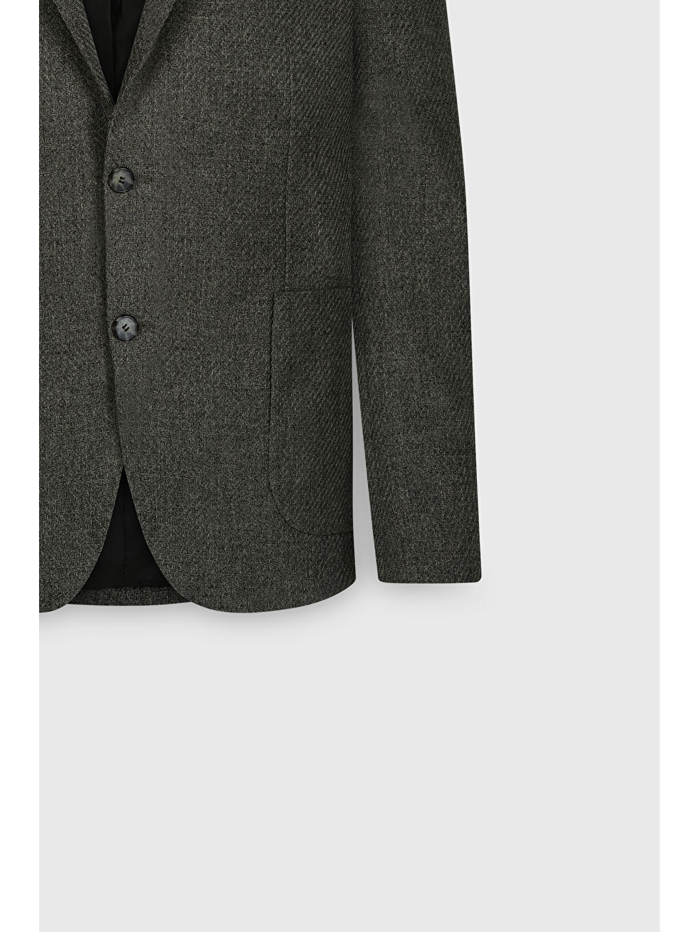 Erkek Haki Slim Fit Dar Kesim Mono Yaka Desenli Torba Cepli Ceket-7