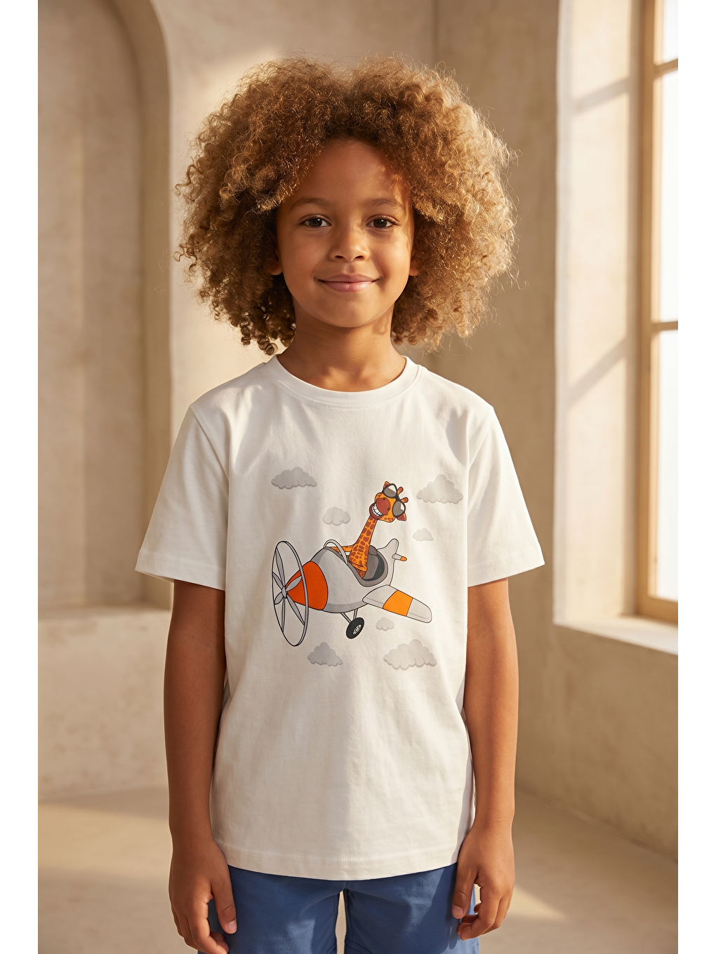 Karışık Çocuk Zürafa Desenli Şortlu Pijama Takımı-3