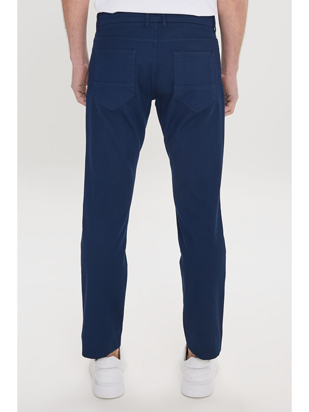 Erkek Lacivert Pamuklu Slim Fit Dar Kesim 5 Cep Armürlü Esnek Pantolon-6