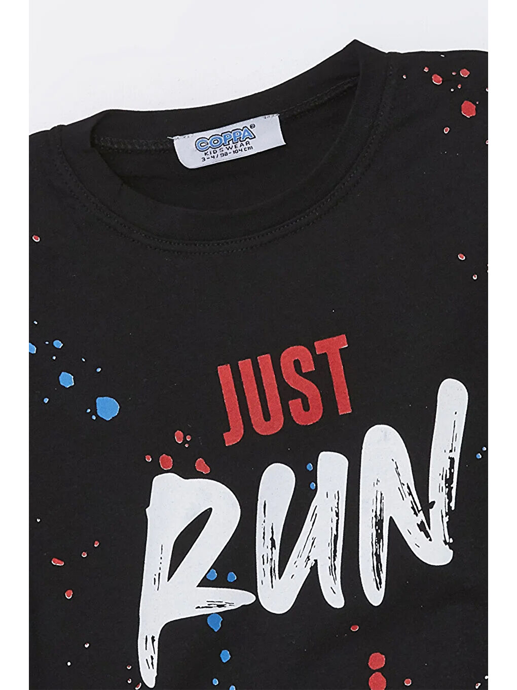 Siyah Run Baskılı Penye Şort- T-shirt Erkek - Kız Takım-5