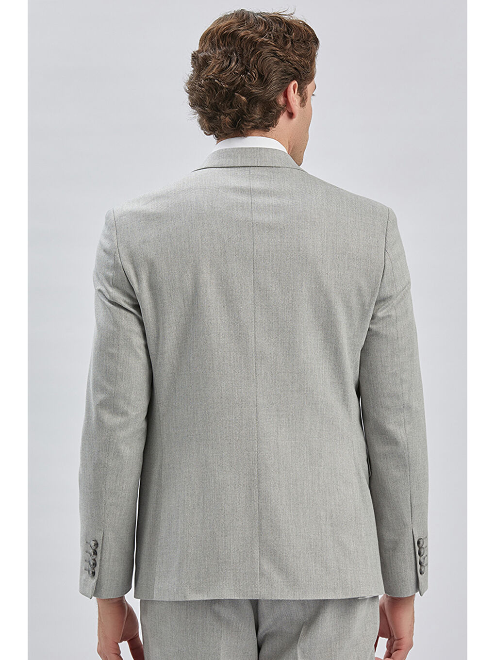 Gri Armürlü Kırlangıç Yaka Astarlı 6 Drop Slim Fit Dar Kesim Takım Elbise 1001240176-4