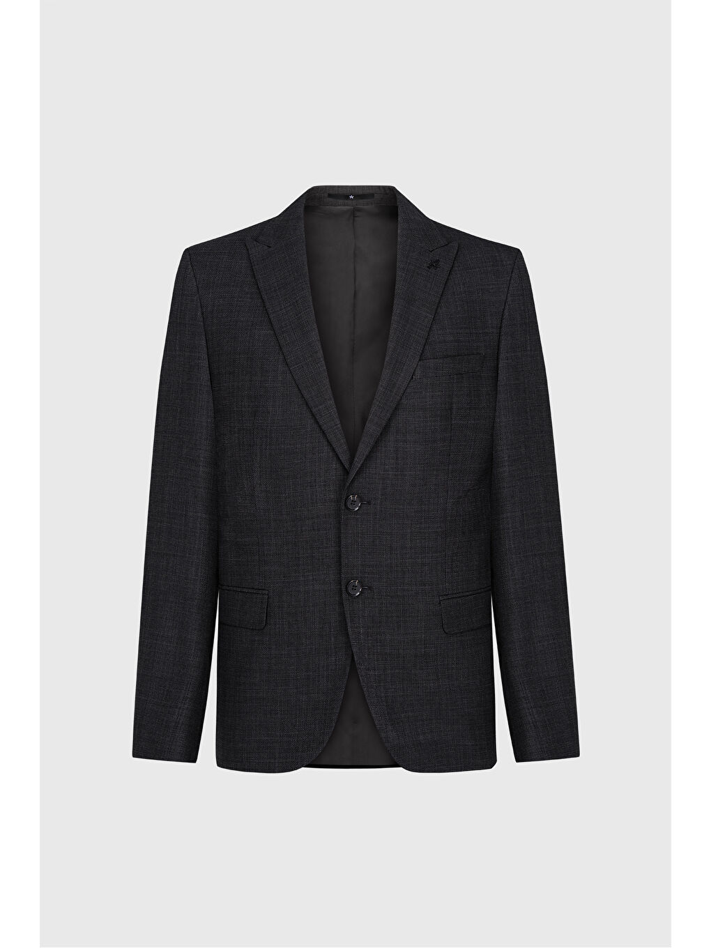 Erkek Siyah-Gri Slim Fit Dar Kesim Kırlangıç Yaka Desenli Çift Pantolonlu Takım Elbise