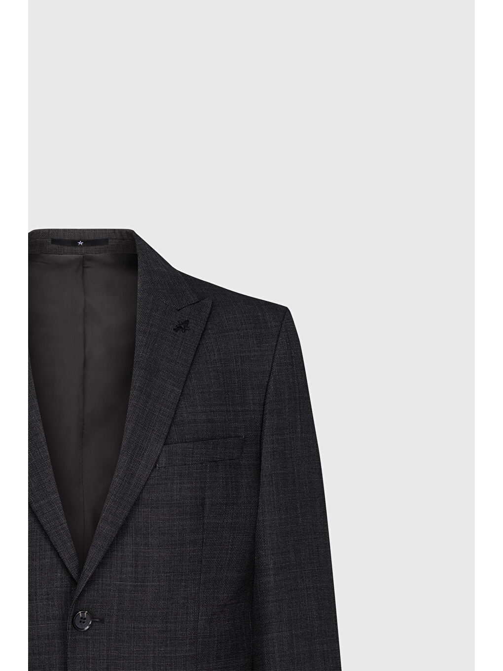 Erkek Siyah-Gri Slim Fit Dar Kesim Kırlangıç Yaka Desenli Çift Pantolonlu Takım Elbise-2