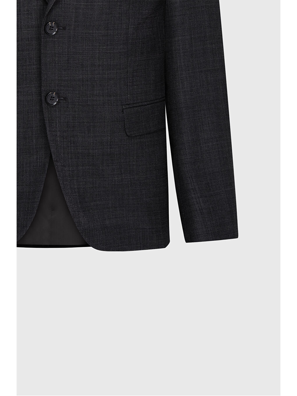 Erkek Siyah-Gri Slim Fit Dar Kesim Kırlangıç Yaka Desenli Çift Pantolonlu Takım Elbise-4