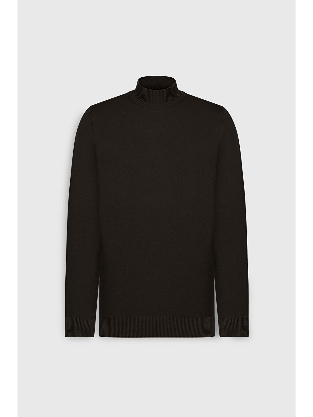 Erkek Kahverengi Pamuklu Standart Fit Normal Kesim Yarım Balıkçı Yaka Triko Kazak-4