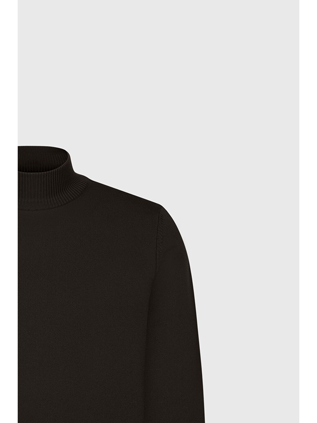 Erkek Kahverengi Pamuklu Standart Fit Normal Kesim Yarım Balıkçı Yaka Triko Kazak-5