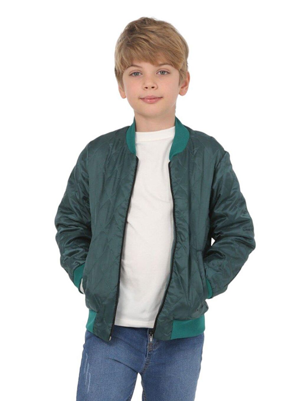 Basic Monotip Yeşil Çocuk Mont LP-23WIN-053-1