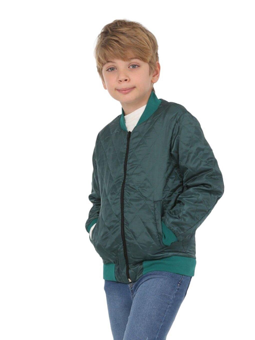 Basic Monotip Yeşil Çocuk Mont LP-23WIN-053-2