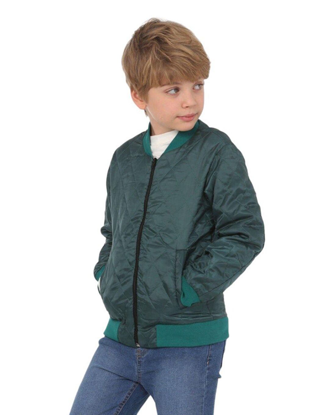 Basic Monotip Yeşil Çocuk Mont LP-23WIN-053-4