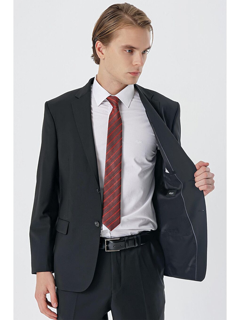 Siyah Mono Yaka Yünlü Elastanlı 4 Drop Comfort Fit Rahat Kesim Klasik Takım Elbise 1001235171-4