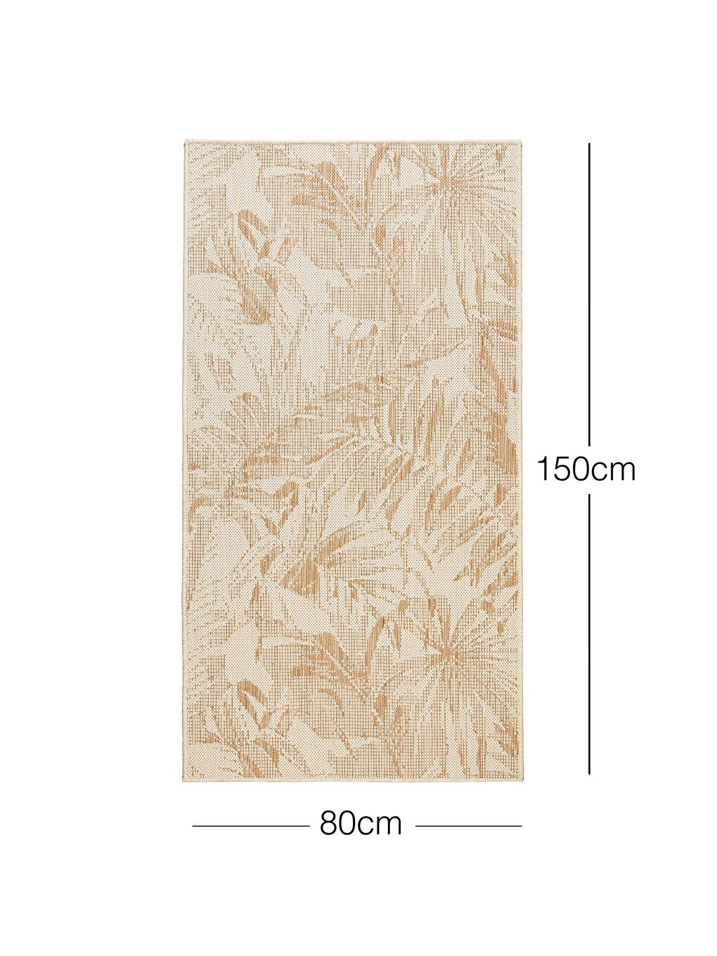 Ocean Home Textile Leke Tutmaz İç Dış Mekan Bej Renk Tropikal Desenli Halı Kilim 80 x 150 cm - 6