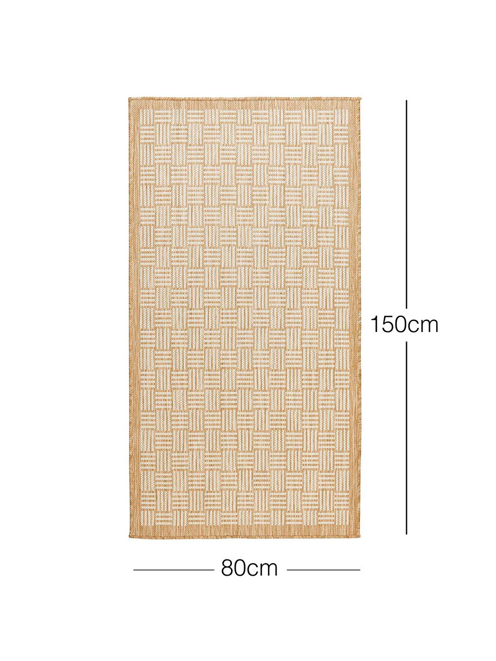 Ocean Home Textile Leke Tutmaz İç Dış Mekan Bej Renk Hasır Desenli Halı Kilim 80 x 150 cm - 6